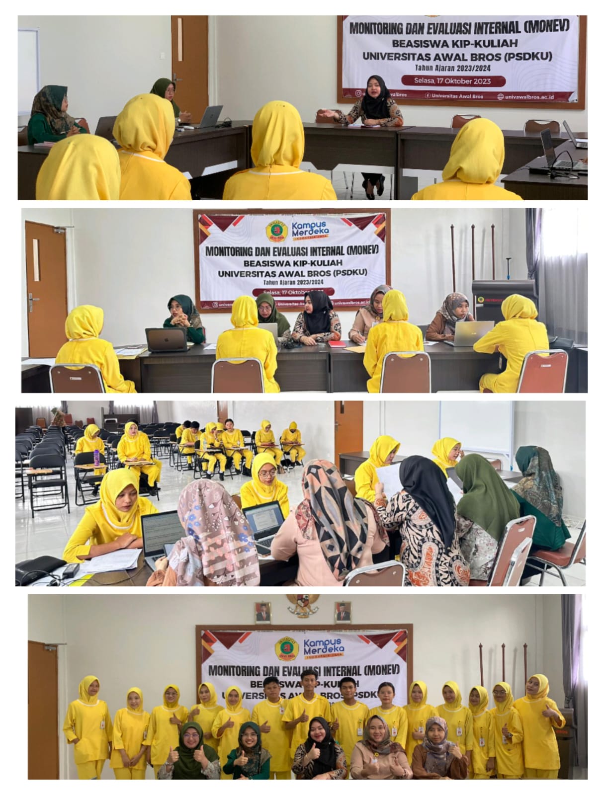 MONITORING DAN EVALUASI INTERNAL (MONEV) BEASISWA KIP-KULIAH UNIVERSITAS AWAL BROS PSDKU  TAHUN AJARAN 2023/2024