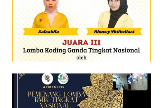 PRESTASI DI RAIH MAHASISWI DALAM RANGKA KEGIATAN PERLOMBAHAN CODING GANDA TINGKAT NASIONAL TAHUN 2023